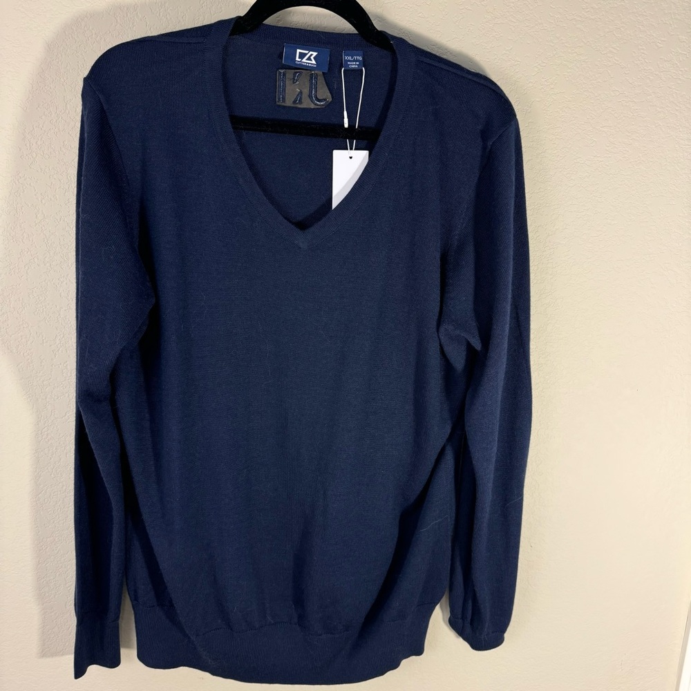 Cutter & Buck navy blue v neck ladies sweater